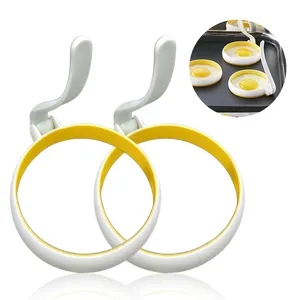 Wholesale 2pcs omelette maker silicone fried egg ring round boiled egg mold tool for kitchen tool