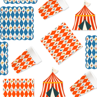 DAMAI Fournitures de fête et décorations de carnaval, thème cirque de dessin animé, anniversaire, assiettes en papier écologiques, serviettes, gobelets, pailles pour 8 personnes