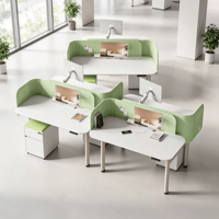 Écran de bureau acoustique en forme de L, gravé CNC, en feutre PET 100% fibre de polyester, dessus arrondi, cloison de bureau OEM