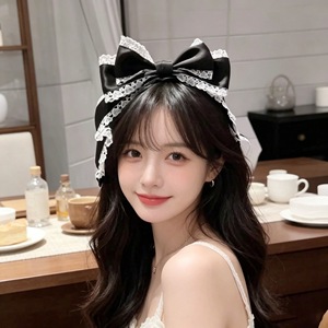 Multi-colored handmade Lolita <b>bow</b> KC headband lolita hair accessory headpiece all-cotton lace head buckle girl outfit - Product Image 3