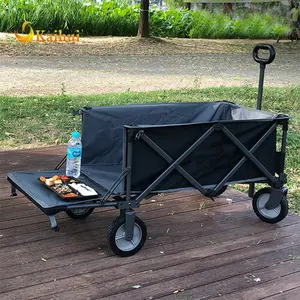 Chariot pliable et robuste, chariot utilitaire, avec roues universelles et poignée ajustable, pour le jardin, le Camping en plein air, couleur noire