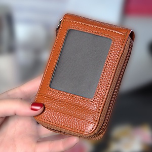 New Arrival Genuine Lichee Leather Business <b>Card</b> <b>Holder</b> and Casual Women's Wallet PU and Cow Leather Wholesale - Product Image 1