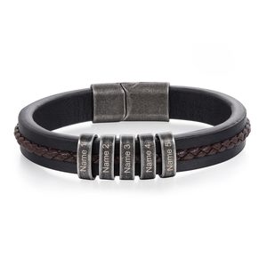 Bracelet personnalisé en acier inoxydable pour homme, breloques gravées tressées, 19 cm, cadeau de Noë<span class=keywords><strong>l</strong></span> ou de la fête des pères pour papa - Product Image 3