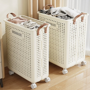 Multifunktionaler Wäschekorb mit Griff und Rädern für Badezimmer und Balkon, auch für Badminton- und Yogamatten geeignet - Product Image 1