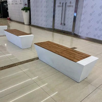Banc en béton GRC B64 avec table, tailles personnalisées, durable, écologique, chaise d'attente en PRV pour villa et campus