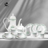 Service de vaisselle en céramique Vintage Green - Floral Vaisselle en porcelaine élégante idéale pour les mariages au détail Fine Dining