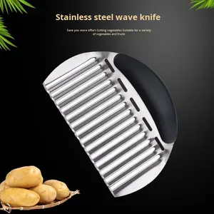 סכין תפוחי אדמה רב תכליתי ידני מפלדת אל-חלד עם שיניים בצורת זאב, לחיתוך ירקות גלי, פרוסות, חיתוך דקורטיבי, רצועות ורשתות. - Product Image 4