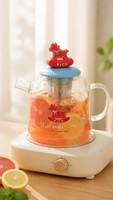 Bouilloire à eau froide en verre borosilicate haute résistance, grande capacité, esthétique classique, avec paille et design de logo personnalisé