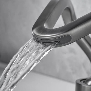 Rubinetto Moderno di Lusso Grigio per Lavabo, Design Unico a Cascata in Ottone, Miscelatore per <span class=keywords><strong>Bagno</strong></span> - Product Image 3