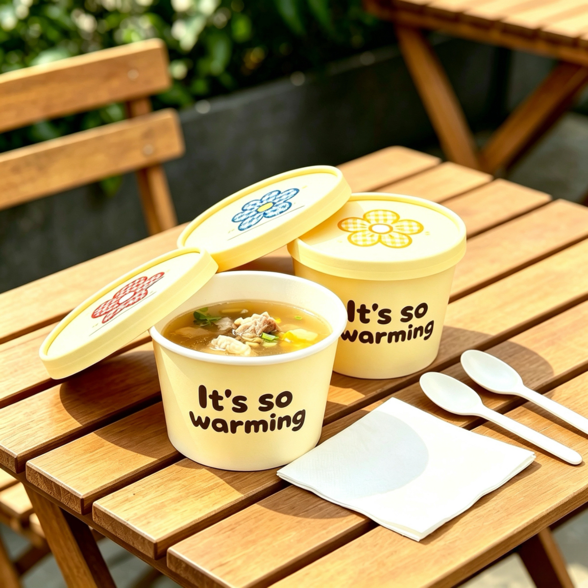 Customized Hot Packaging White With Paper Lid Brown Kraft Paper Salad Soup Bowl Cups Paper