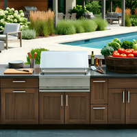 Îlot de cuisine extérieur moderne en acier inoxydable, modulaire, écologique, ignifuge, résistant aux intempéries, installation facile, avec évier