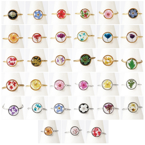 แหวนดอกไม้แห้งเรซิ่น แหวนดอกไม้จริง แหวนหมั้นทองสแตนเลส แหวนดอกไม้กดสำหรับผู้หญิง ของขวัญงานแต่งงาน - Product Image 4