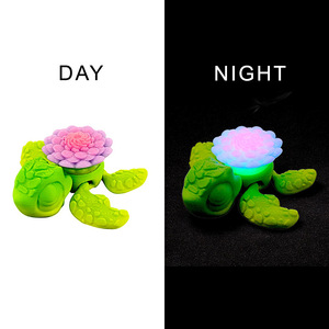 Figura de Tortuga Luminosa Impresa en 3D, Juguete Creativo de Loto Mineral, Estatua que Brilla en la Noche para Niños, Superventas - Product Image 2