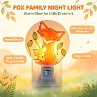 Lampe murale décorative peinte à la main, motif famille de renards de dessin animé, nouveauté 2026, veilleuse à brancher pour chambre d'enfant