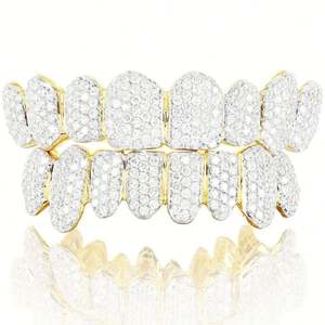 Moissanite Grillz personalizado al por mayor panal princesa corte 10K 14K18K moissanite diamante Grillz Hip Hop Grilliz - Product Image 1