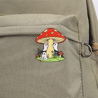 Ensemble d'épingles en émail Champignon Fantôme, motif floral forestier, badge de revers, ornement décoratif pour vêtements et sacs à dos