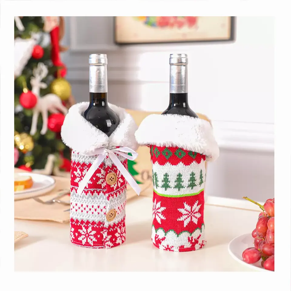 2022 Christmas Wine Bottle Cover Merry Christmas Decor For Home Christmas Ornaments Xmas Gift Happy New Year