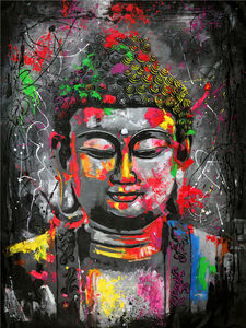 Graffiti Abstract <strong>Buddha</strong> Wall Picture Gold Foil Abstract <strong>Canvas</strong> Art Oil <strong>Buddha</strong> <strong>Painting</strong> - Product Image 5