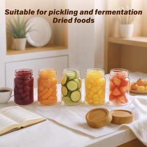 Prodcued Various Sizes <b>Glass</b> Storage Jar with Lids Custom Kitchen <b>Glass</b> <b>Food</b> Storage <b>Container</b> Mason Spice Jar Acacia Cover Jars - Product Image 3