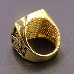 Anillo Masónico Personalizado con Logotipo, Chapado en Oro, Estilo Punk, Acero Inoxidable, Ojo de Diablo, Anillo AG, Maestro Masón, para Hombre - Product Image 3