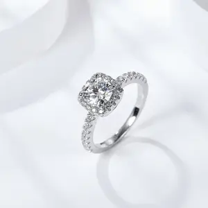 runde verlobung feine schmuck ringe diamant s925 sterling-silber moissanit stein damen verlobung hochzeiten ring