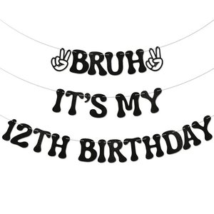 Guirnalda de papel con purpurina y letras temáticas de cumpleaños, diseño de manos de la paz negras, para decoración de fiestas - Product Image 2