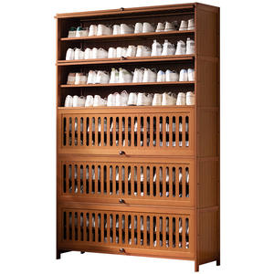 خزانة أحذية فاخرة من الخيزران بتصميم عصري للمدخل، رف أحذية ضيق متعدد الطبقات للأماكن الخارجية والممرات - Product Image 5