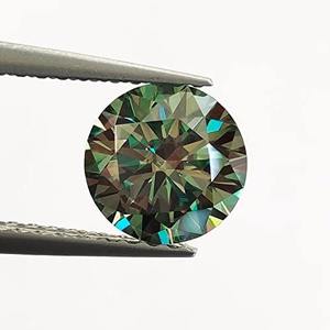 Piedras Sueltas de Moissanita Sintética (Creada en Laboratorio) Naturalmente Verdes, Claridad VVS1, Corte Redondo Excelente 3, para Joyería, con Certificado CAL - Product Image 2