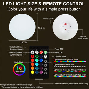Luci da 60cm/23.62 pollici con motivo a sfera a LED da esterno galleggianti ricaricabili da 16 pollici per piscina e materiale con LED magico - Product Image 5