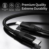 Câble de chargeur en nylon tressé de haute qualité, coudé à 90 degrés, 3A, charge rapide, Type-C vers Type-C, PD 60W
