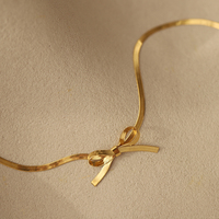 Collar de Verano Clásico para Mujer, de Acero Inoxidable, con Lazo, Cadena de Serpiente con Aguamarina, Chapado en Oro de 18K, para Regalo de Compromiso