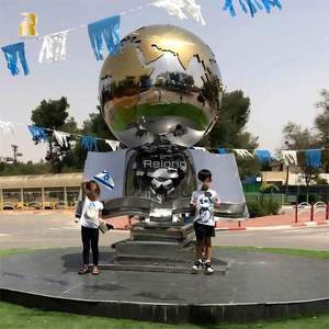 Escultura de Globo Terráqueo Grande de Acero Inoxidable RELONG, Pulido, Personalizable, Decoración de Paisaje para Exteriores - Product Image 5