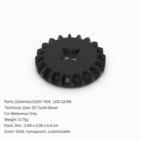 Gobricks GDS-1104 Engrenage à 20 dents en plastique ABS, pièce de rechange pour blocs de construction, référence 32198, pour MOC mécanique DIY