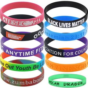 Pulsera de Silicona Personalizada con Logotipo Impreso en Rojo, Pulsera de Goma Promocional para Publicidad - Product Image 1