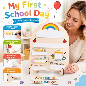 Letrero de Madera para el Primer Día de Clases, 12 x 10 Pulgadas, con Soporte, Reutilizable, para Preescolar y Jardín de Niños - Product Image 2