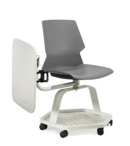 Silla de Estudio para Universidad, Silla Apilable con Ruedas Giratorias 360°, Silla de Plástico para Estudiantes con Tablero de Escritura - Product Image 6