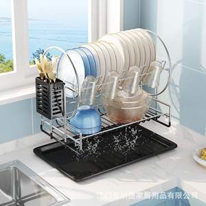 Égouttoir à vaisselle carré Najia avec plateau, pour comptoir, compatible lave-vaisselle, sans installation requise - Product Image 3