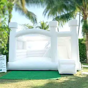 Đám cưới Inflatable Trắng Bounce House bouncy lâu đài trượt bên thuê Inflatable Bouncer Combo cho người lớn