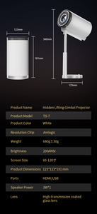 Feelwow TS-7 <span class=keywords><strong>Android</strong></span> 13 xách tay video chiếu LCD 4K rạp chiếu phim chiếu với Wifi BT video thông minh máy chiếu - Product Image 6