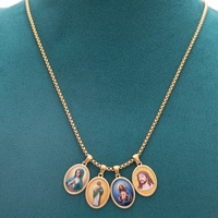 Collier pendentif effet camée YK Jésus Vierge Marie pour l'Église catholique, plaqué or 18K PVD, bijoux fantaisie, vente en gros