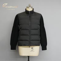 Veste matelassée à manches tricotées noire personnalisée pour hommes, manteau en duvet d'usine tricoté pour femmes