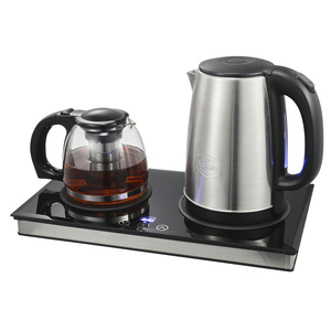 Ensemble <span class=keywords><strong>de</strong></span> plateau pour théière avec fonction numérique, bouilloire en <span class=keywords><strong>acier</strong></span> inoxydable <span class=keywords><strong>de</strong></span> 1,8 L avec théière en verre pour appareils électroménagers et chambre d'hôtel - Product Image 1