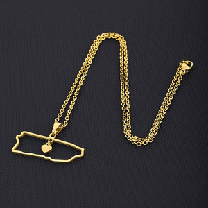 Collar <span class=keywords><strong>de</strong></span> acero inoxidable chapado en <span class=keywords><strong>oro</strong></span> <span class=keywords><strong>de</strong></span> 18K, sin deslustre, con forma <span class=keywords><strong>de</strong></span> mapa <span class=keywords><strong>de</strong></span> <span class=keywords><strong>Puerto</strong></span> <span class=keywords><strong>Rico</strong></span>, joyería - Product Image 5