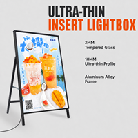 Présentoir publicitaire autoportant en métal 80x120 60x90 avec cadre LED et caisson lumineux fin en acrylique/verre trempé