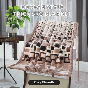 Couverture épaisse en polyester 100% style coréen, 2 plis, 1 côté gaufré, 5 kg, douce et chaude, toutes saisons, <span class=keywords><strong>taille</strong></span> personnalisable - Product Image 1