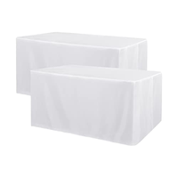 Lot de 2 housses de table personnalisées en polyester non tissé, résistantes à l'eau et lavables, 48Lx24W pouces, blanches, pour banquets de mariage en Chine