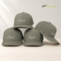 Casquette de baseball personnalisée à 5 panneaux en nylon, perforée au laser, séchage rapide, légère, respirante, pour le sport en extérieur