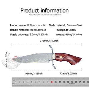 Couteau de poche tactique en acier inoxydable Damas de haute qualité LiuYun, manche en bois, étui, usage industriel DIY, OEM/ODM - Product Image 6