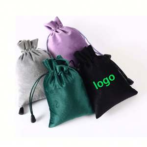 Custom Holiday Change Jewelry Storage Dust Proof <b>Drawstring</b> Velvet Bags for Jewelry With Green Logo - Product Image 1