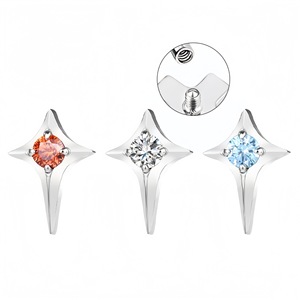 <b>Titanium</b> Alloy Star Earrings Zircon <b>Studs</b> For Ear Cartilage And Lip Piercing Jewelry Party Fashion Accessory - Product Image 1